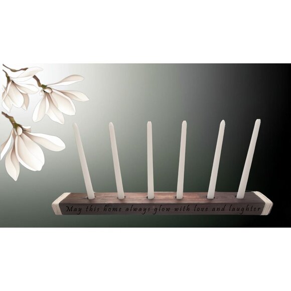 Wooden Candelabra Centerpiece With Various Inspirational Messages - Picture 1 of 11